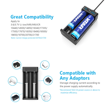 Ładowarka do akumulatorów cylindrycznych Li-ion 18650 Xtar MC2 PLUS