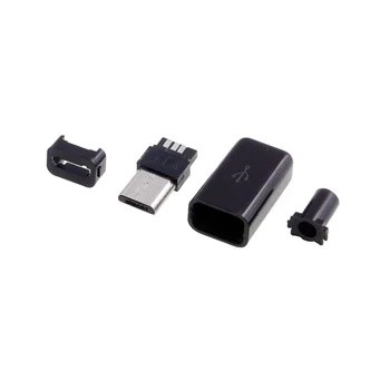 Wtyk micro USB B, do montażu na przewodzie, czarny