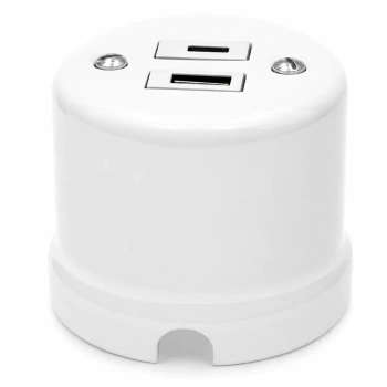 Natynkowe gniazdo USB A+C 5V 4A białe Ceramic Classic Loft