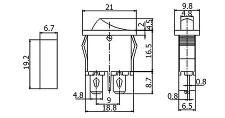 Włącznik ON-OFF MRS101-5C-3B, klawisz czarny