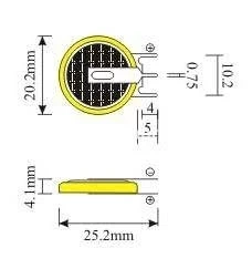 Bateria CR2032 3V vertical do druku