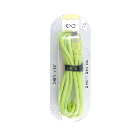 Kabel USB do USB-C 2m, eXc WHIPPY Pro 60W neon