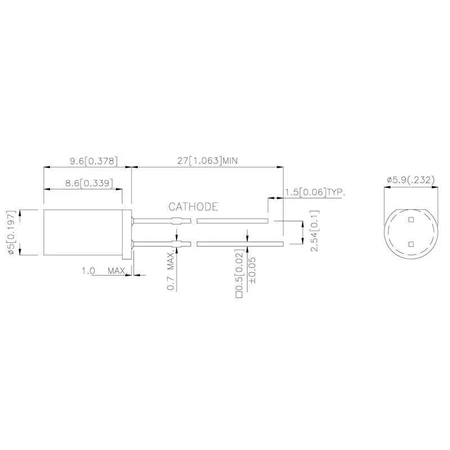 Dioda LED THT 5 mm czerwona 2–5 mcd kąt 100° 2–2,5 V DC Kingbright L–483IDT