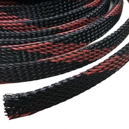 Oplot poliestrowy 4/8 mm, czarno-czerwony, typ 1, 1mb