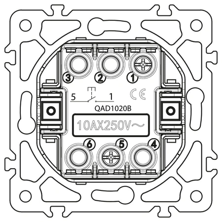 Przycisk dzwonkowy, kwadratowy, czarny, podtynkowy, moduł bez ramki, 10 A, QUAD