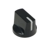 Gałka do potencjometru na oś 6mm - 19x14mm - z bakelitu, czarna z białym znacznikiem - KN-19-14