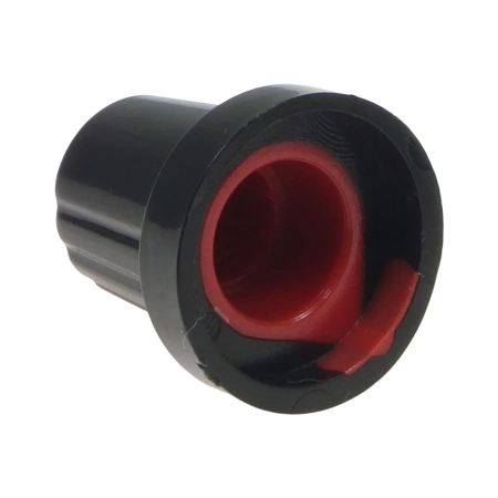 Gałka do potencjometru na oś 6mm - 16x17mm - czarna, czerwony znacznik