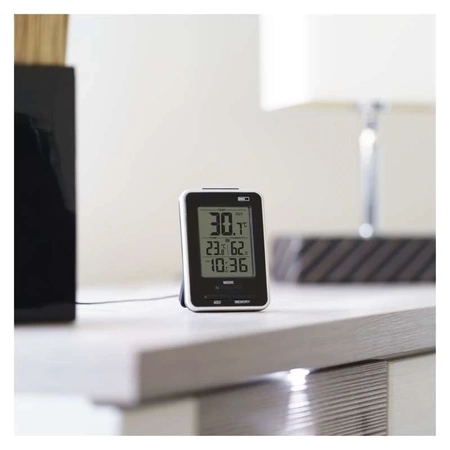 Termometr E0121 z sondą, -40 °C do +60 °C, budzik, zegar