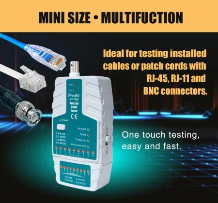 Tester LAN RJ45, RJ11, RJ12, BNC, NCV, Proskit MT-7058