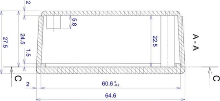 Obudowa 49x66, h=28mm z mocowaniem, jasna, Z68