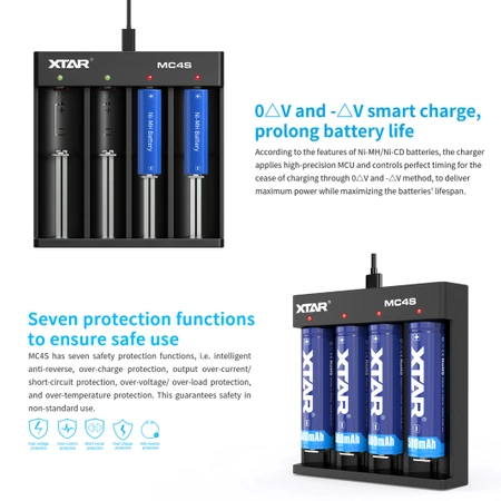 Ładowarka do akumulatorów cylindrycznych 18650 Li-ion / NiMH XTAR MC4S