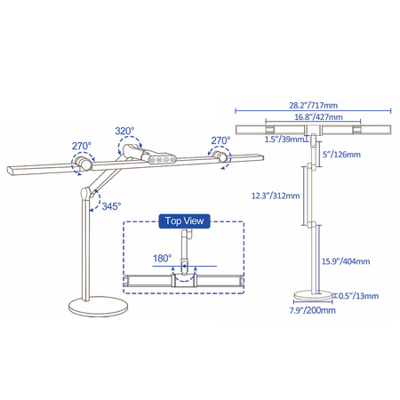 Lampa biurkowa LED z podstawą - profesjonalna z regulacją barwy i jasności - liniowa 72cm - 2 ramiona - 1380lm - biała - FDDL09