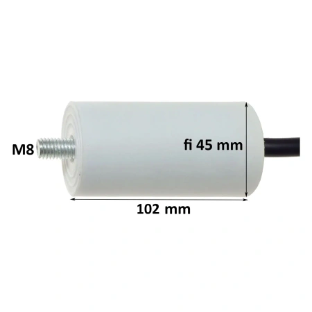 Kondensator rozruchowy do silnika 35µF 450VAC, CBB60, przewody 15 cm, Ø45 × 102 mm, EPERS