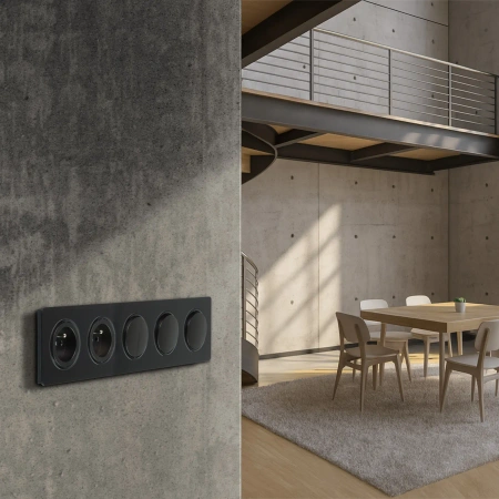 Gniazdo elektryczne z uziemieniem, montaż podtynkowy, kolor czarny OVAL Electromalt OVA1011B