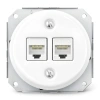 Gniazdo Ethernet Cat.6 x2 okrągłe białe ceramiczne podtynkowe (moduł bez ramki) - Ceramic Loft