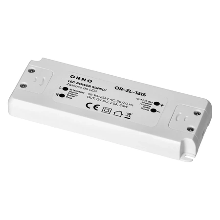 Zasilacz do taśm LED 12 V DC, 30 W, 2,5 A, montaż natynkowy, ORNO 1615