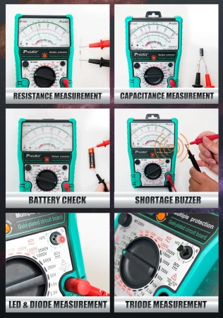 Miernik analogowy uniwersalny, pomiar napięcia do 2500V, MT-2208 Proskit