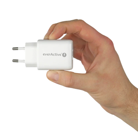 Ładowarka USB, ładowarka sieciowa, szybkie ładowanie QC3.0 + USB-C PD PPS 25W, everActive SC-370Q