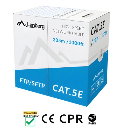 Przewód LAN FTP kat. 5e, drut miedziany AWG 24, klasa Eca, Fluke Passed, na metry, Lanberg