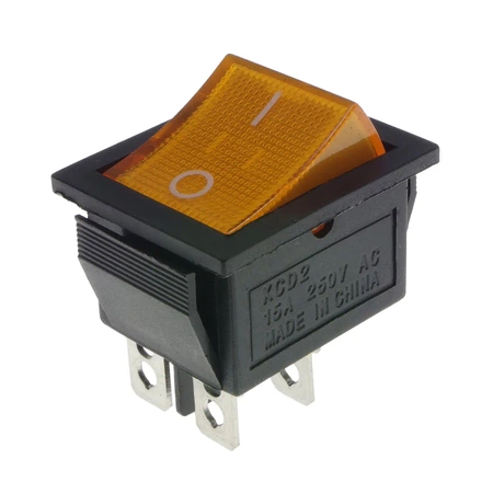 Włącznik ON-OFF 15A 230VAC żółty/pomarańczowy, podświetlany, MK621