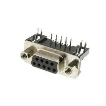 Gniazdo D-Sub żeńskie DB9, 9 pin, układ 2-rzędowy, kątowy do montażu na PCB
