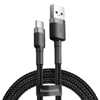 Kabel USB-A - USB-C, 3 A, 0,5 m, szaro-czarny, Baseus, CATKLF-AG1