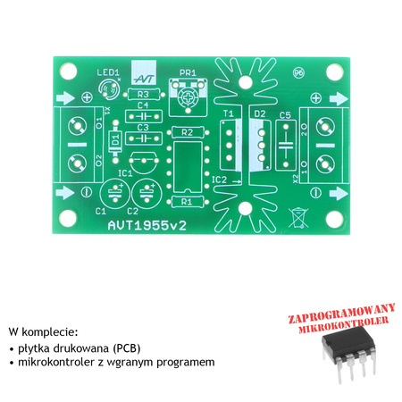 Soft start PWM do silników DC 12-24 V 10 A - PCB i mikroprocesor do projektu AVT 1955