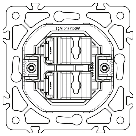 Gniazdo komputerowo-telefoniczne RJ45 i RJ11, kwadratowe, białe, podtynkowe, moduł bez ramki, QUAD