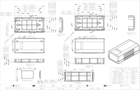 Obudowa 120x60, h=40mm ABS UL94V0, z panelem, G410