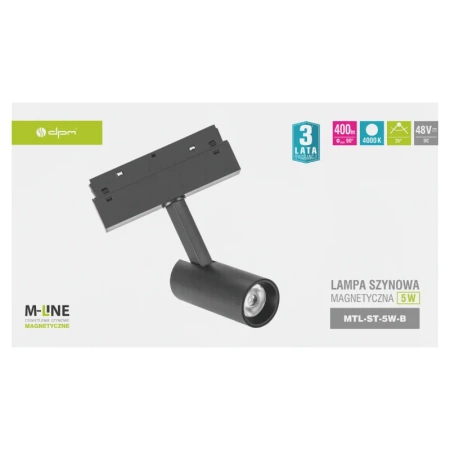 Reflektor szynowy magnetyczny 5W 400lm 4000K czarny M-LINE