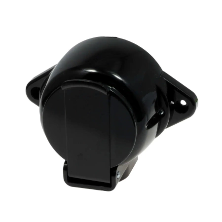 Gniazdo elektryczne bryzgoszczelne IP44 z klapką, montaż natynkowy, kolor czarny, seria Retro PRL