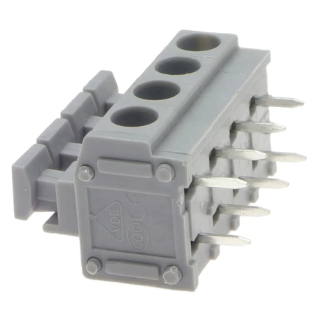 Złącze zatrzaskowe do druku, 4 pola, raster 5mm, wysokość 15,5mm, 250V / 10A, 1,5mm², PA66, Degson DG235