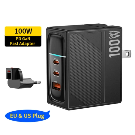 Ładowarka USB, 2xUSB-C, 1xUSB-A, ładowarka sieciowa, szybkie ładowanie 100W GaN FNIRSI