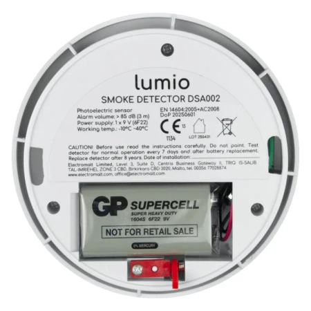 Czujnik dymu, autonomiczny bateryjny LUMIO DSA002