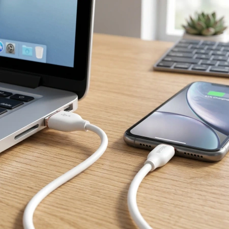 Kabel USB-A - Lightning, 3 A, 1,5 m, biały, Miccell, MIC-004055