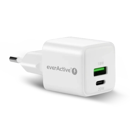 Ładowarka sieciowa everActive GaN SC-330Q z gniazdem USB QC3.0 oraz USB-C PD 20W