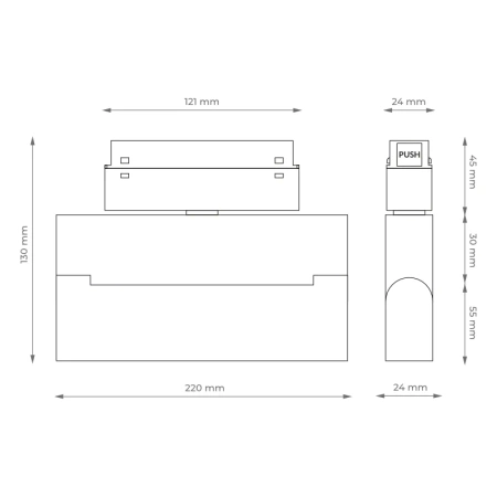 Reflektor szynowy magnetyczny liniowy regulowany 12W 960lm 4000K czarny M-LINE