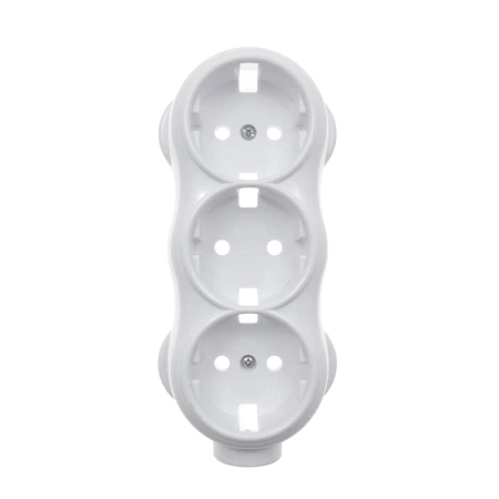 Gniazdo elektryczne Schuko potrójne, montaż natynkowy, kolor biały, seria Retro PRL