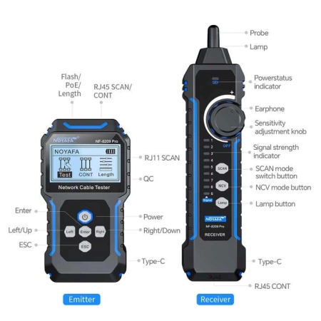 Profesjonalny tester kabli sieciowych, Tester LAN Noyafa NF-8209 PRO