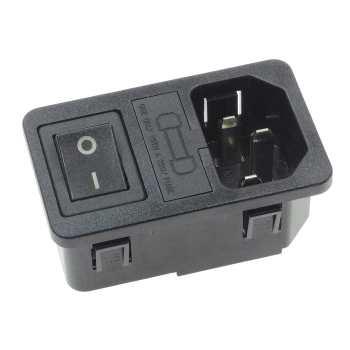 Zintegrowane gniazdo zasilania 230V IEC, 10A, włącznik, bezpiecznik,  RF-2004