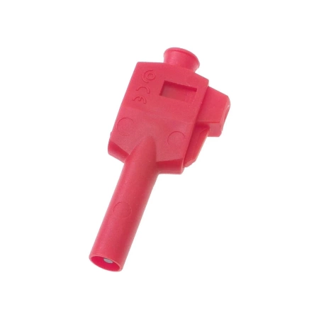 Wtyk bezpieczny 4mm z tuleją stałą lamelkowy, 600V CAT II, szybkozłącze, czerwony