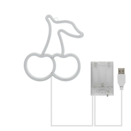 Neon LED "czereśnia", dekoracja LED 19x22,5cm zasilanie z baterii lub USB