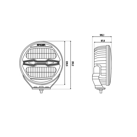 Reflektor drogowy LED samochodowy, X-SPIDER, 100W, 12V/24V, IP69K, L3442