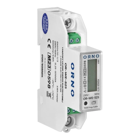 Watomierz, Licznik energii 1-fazowy 100A, RS485, MID, PV, na szynę DIN, ORNO WE525