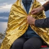 Koc ratunkowy termoizolacyjny 160 × 210 cm, złoto-srebrny, do apteczki samochodowej - AMiO 05057