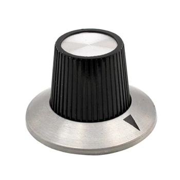 Gałka z kołnierzem do potencjometru na oś 6mm - 29x18mm - czarno-srebrna - RN-113B