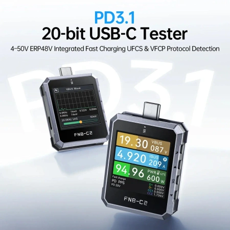 Tester USB-C PD 3.1 240W – miernik napięcia i prądu USB, tester kabli E-Marker – FNIRSI FNB-C2