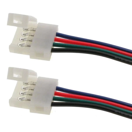 Złącze do taśm LED RGB 10mm SMD5050, 4 piny, przewody z 2 końcówkami