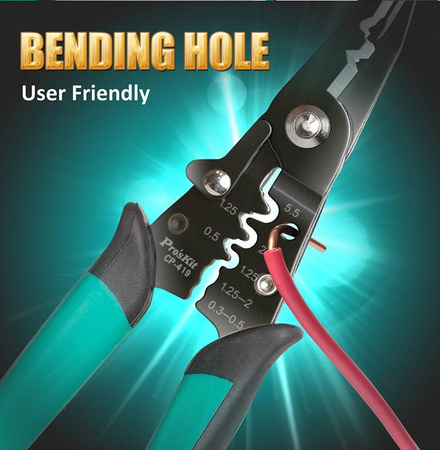 Szczypce wielofunkcyjne 4w1: (Zaciskarka, ściągacz izolacji, obcinaczki i szczypce) CP-419 Proskit