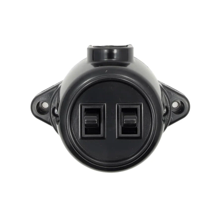 Włącznik światła podwójny, montaż natynkowy, kolor czarny, seria Retro PRL